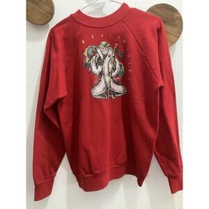 Vintage‎ 90s SIGNAL Graphic Christmas Santa Sweatshirt Red Size L